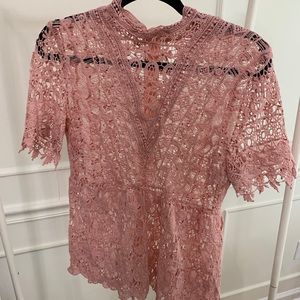 High neck lace top